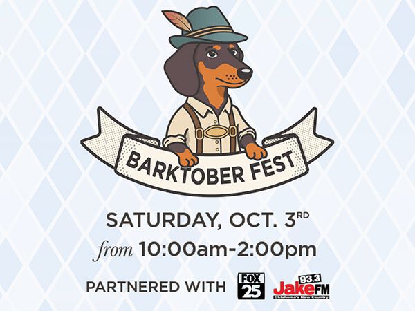 BARKTOBER FEST Saturday, Oct 3rd from 10am to 2pm. Partnered with Fox25 and Jake 93.3 FM.