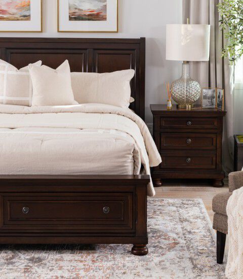 Create a peaceful and relaxing bedroom with our selection of beds, dressers, and nightstands.