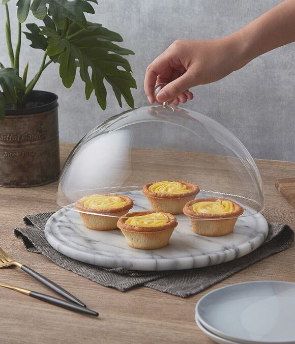 Saboga Home&trade; Marble Plate with Acrylic Dome