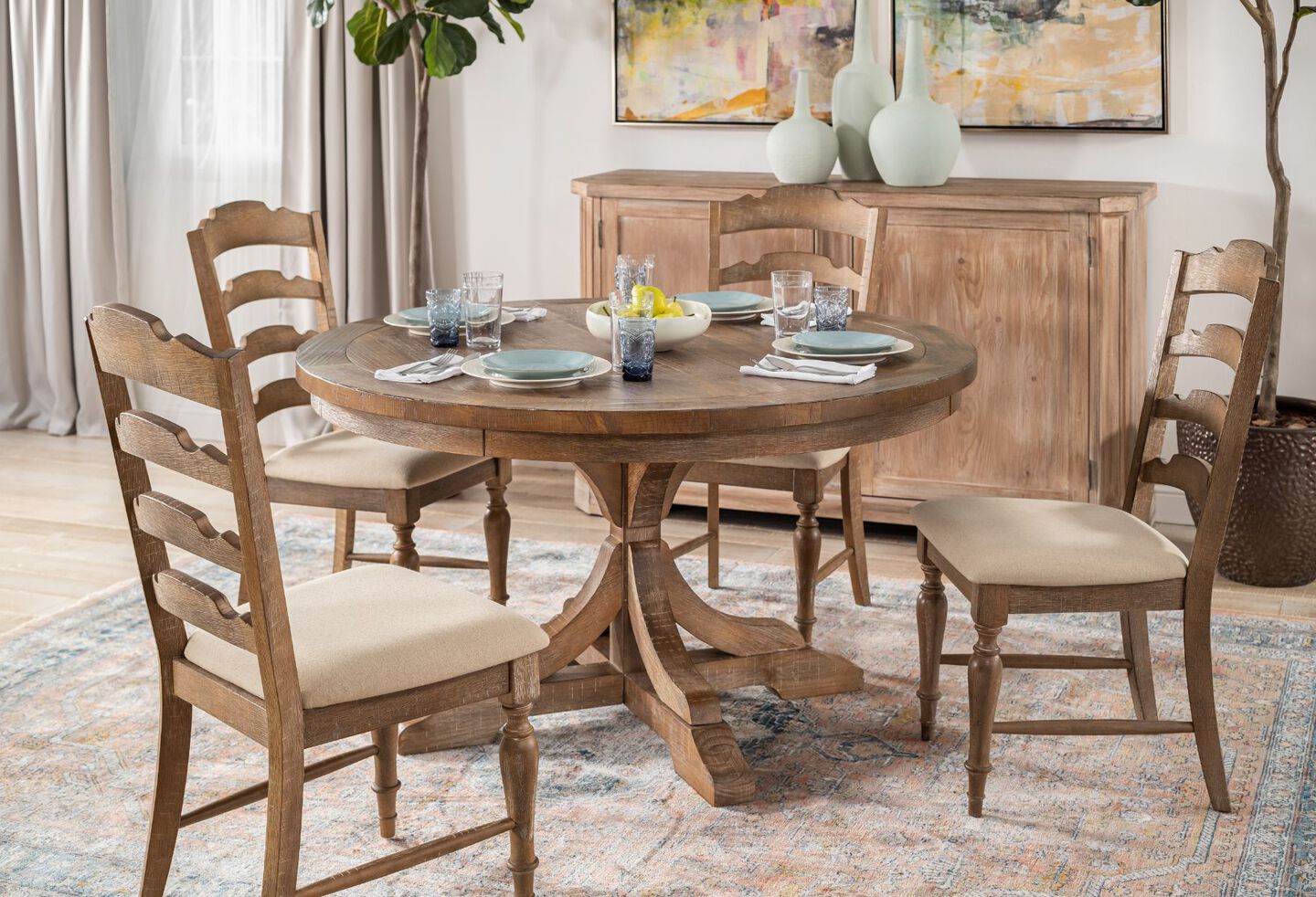 Wooden kitchen table with matching wooden chairs