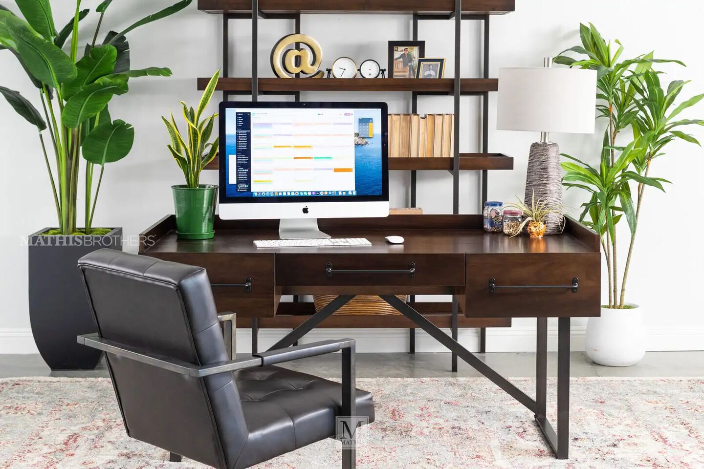 Ashley starmore brown wood desk in transitional