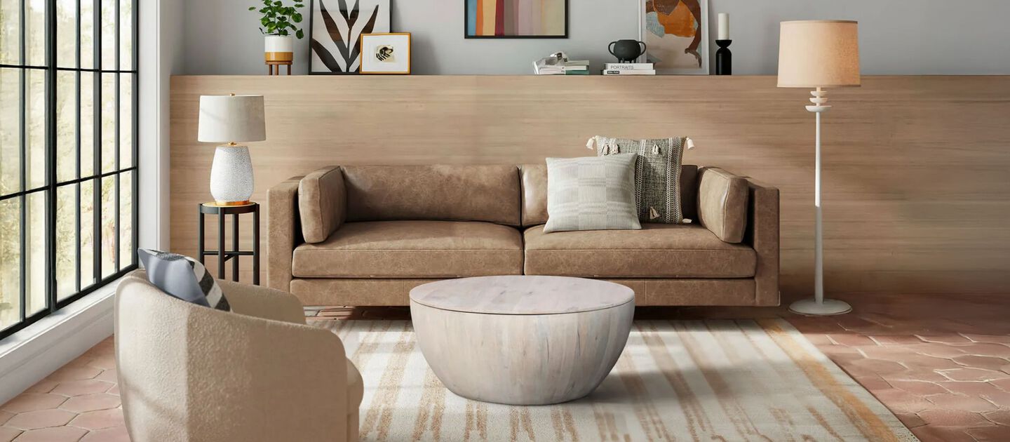 Benzara 37 Inch Round Coffee Table in Washed White Mango Wood