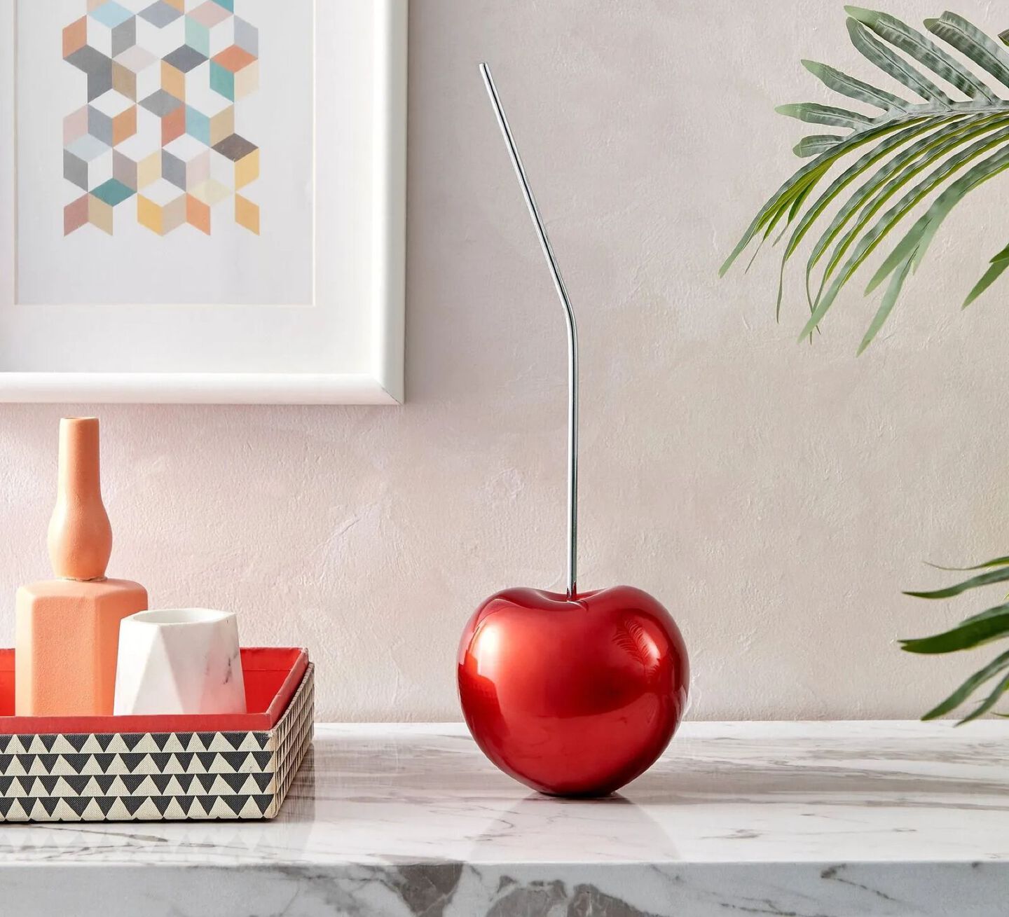 Handmade Chrome Resin Cherry Sculpture by Finesse Decor