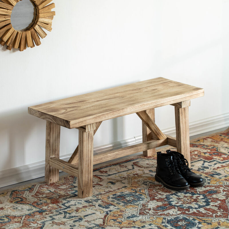 Vintiquewise 36'' Wooden Bench Farmhouse Entryway Organizer Retro Rustic Accent Seat Natural Wood Armless Design for Living Room Hallway Kitchen Dining Room Stylish & Practical Décor for Indoor Space