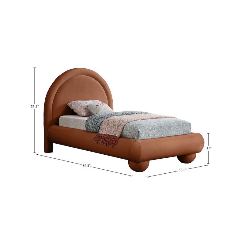 Meridian Furniture Madrid Cognac Velvet Twin Bed