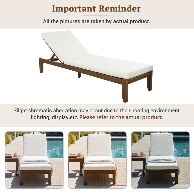 Zopso Solid Acacia Wood Outdoor Chaise Lounge Chair image number 7