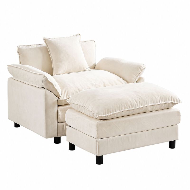 Envelor Chenille Upholstered Accent Chair with Ottoman, Set of 2 image number 0
