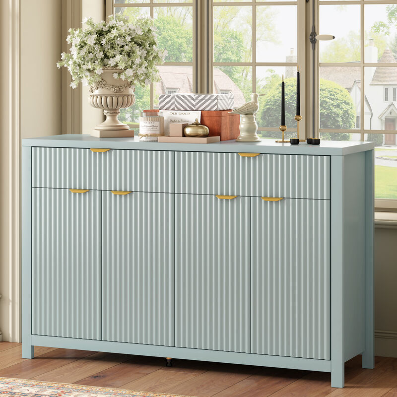 Merax Modern Wave-Pattern Sideboard Cabinet with 2 Drawers and 4 Doors