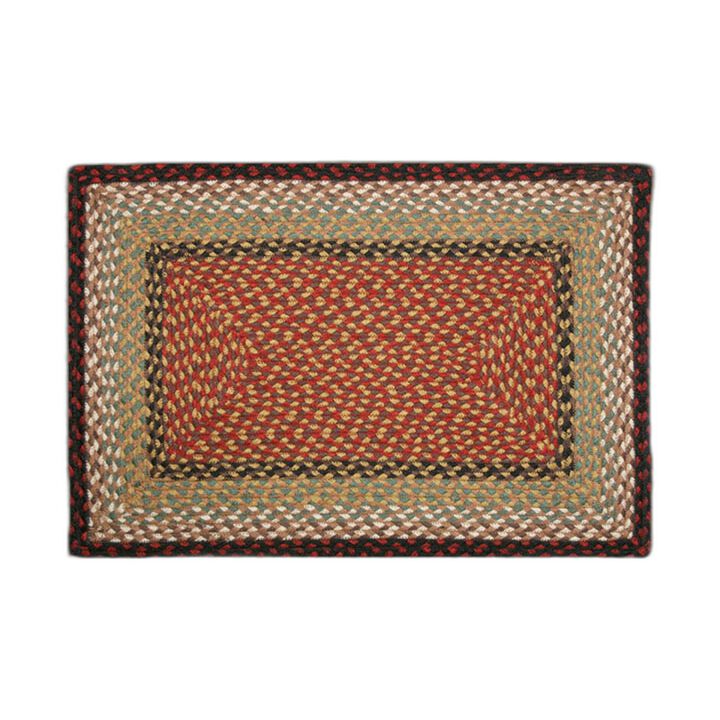 Earth Rugs Rc-19 Burgundy Mustard Rectangle Braided Rug 2 Feet X 8 Feet