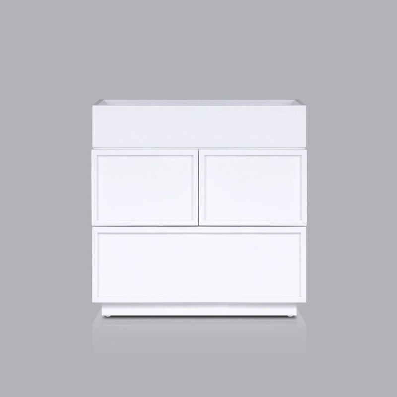 Sena Nightstand with Tray Top, 2 Soft Close Drawers, Glam White image number 2