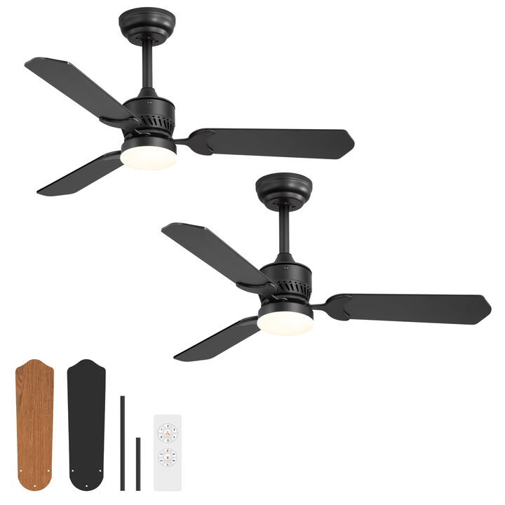 Breezary 2 Pack 42" Ceiling Fans with Lights, LED Indoor Fan, Wood Blades, Remote Control,6 Speeds