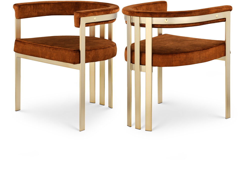 Meridian Furniture Marcello Cognac Velvet Dining Chair, Set of 2