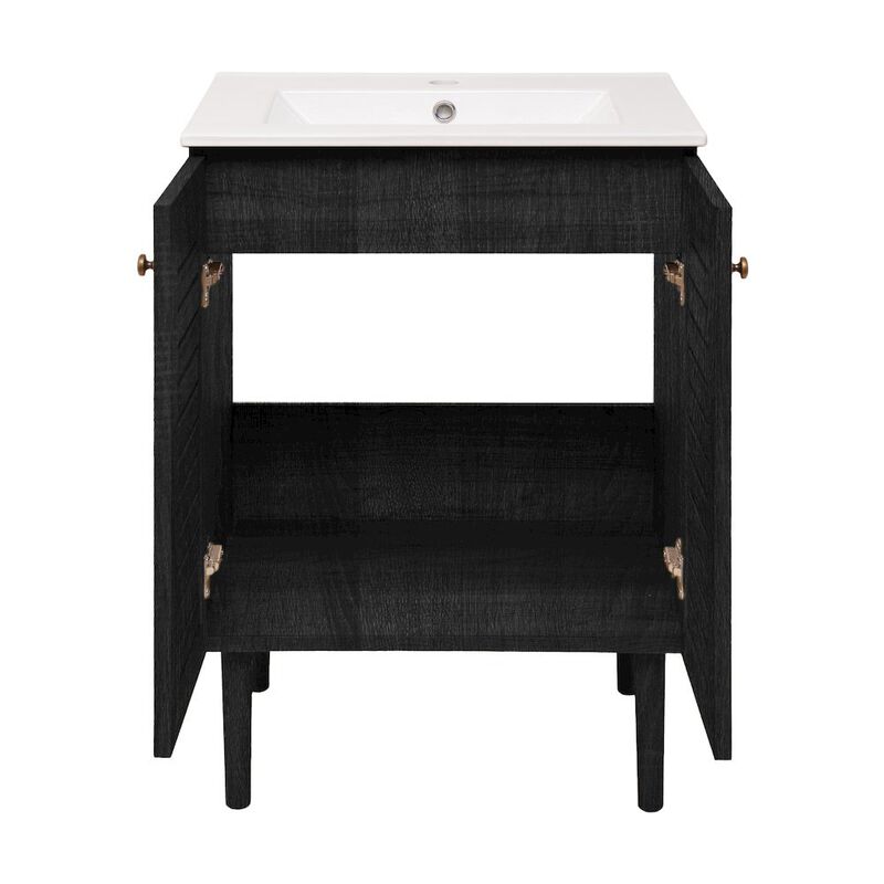 Bron 24" Freestanding Bathroom Vanity in Black Oak with Sink Top image number 8