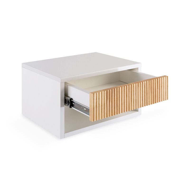 Elise Classic Contemporary Floating Wall Mounted Nightstand with Soft-Close Tambour Drawer and Cable Hole (Set of 2) image number 7