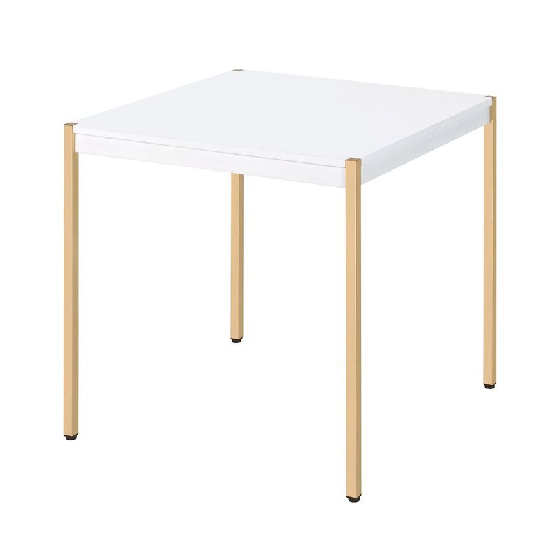 Simple Relax End Table in White and Gold Metal image number 0