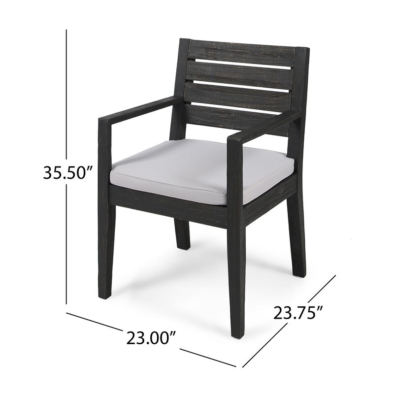 Merax Set of 2 Acacia Wood Outdoor Slatted Dining Chairs image number 3