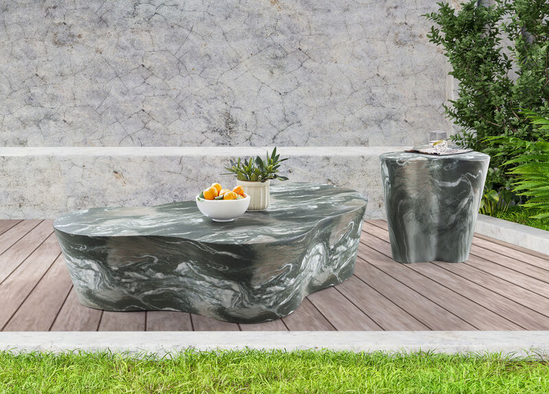 Meridian Furniture Monza Green Marble Finish Concrete End Table image number 6