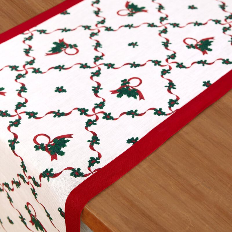 Linen Table Runner - Holly Ribbon image number 3