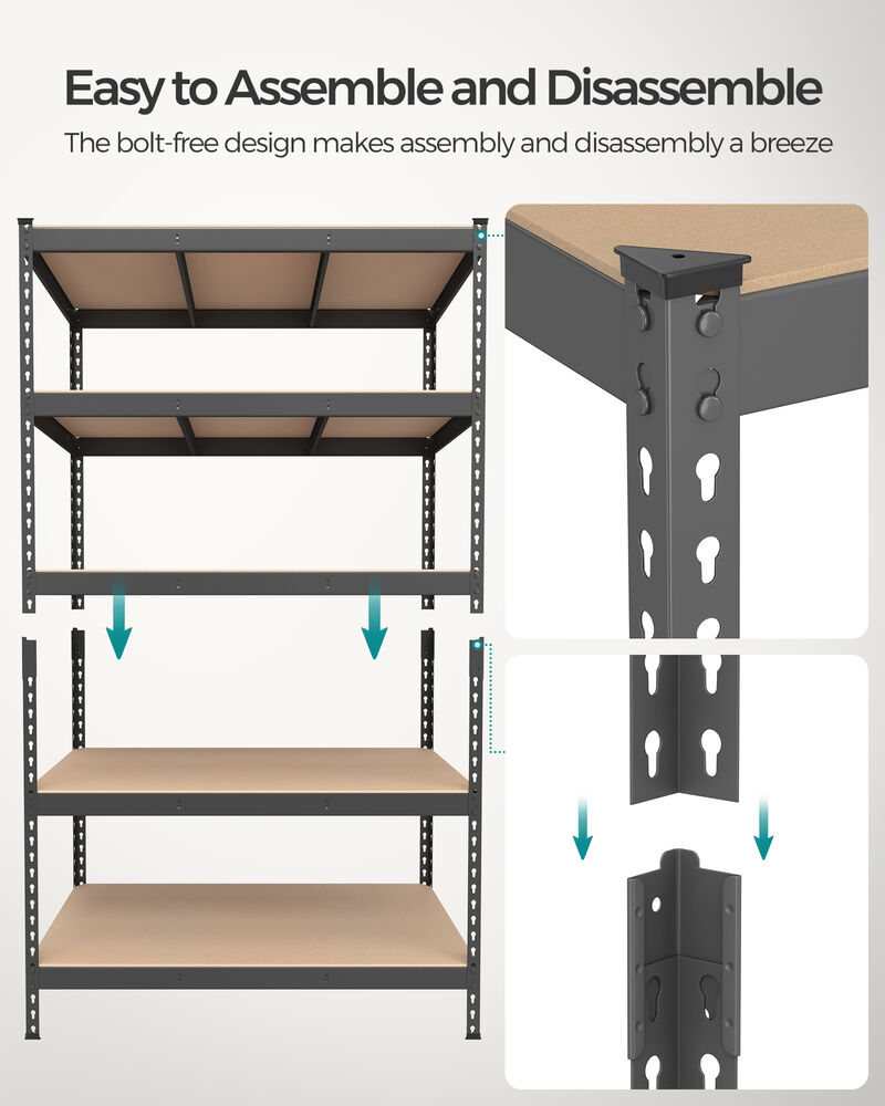 5-Tier Storage Shelves Set of 2 &ndash; Durable Metal Racks for Home, Garage