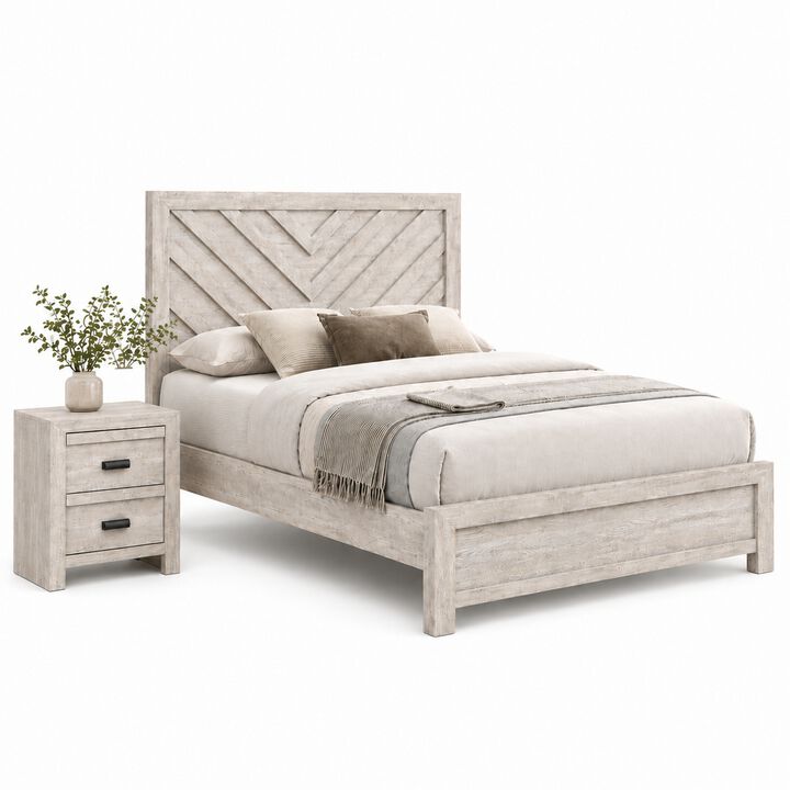 Bedroom Set, Wood, 2 Piece Set with Nightstand