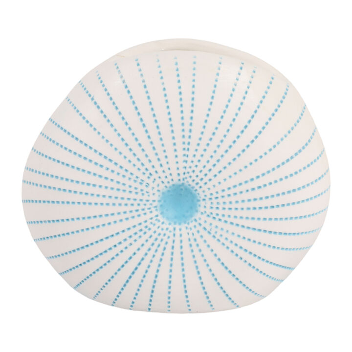 5x4" Round Dotted Shell Bud Vase, White/light Blue