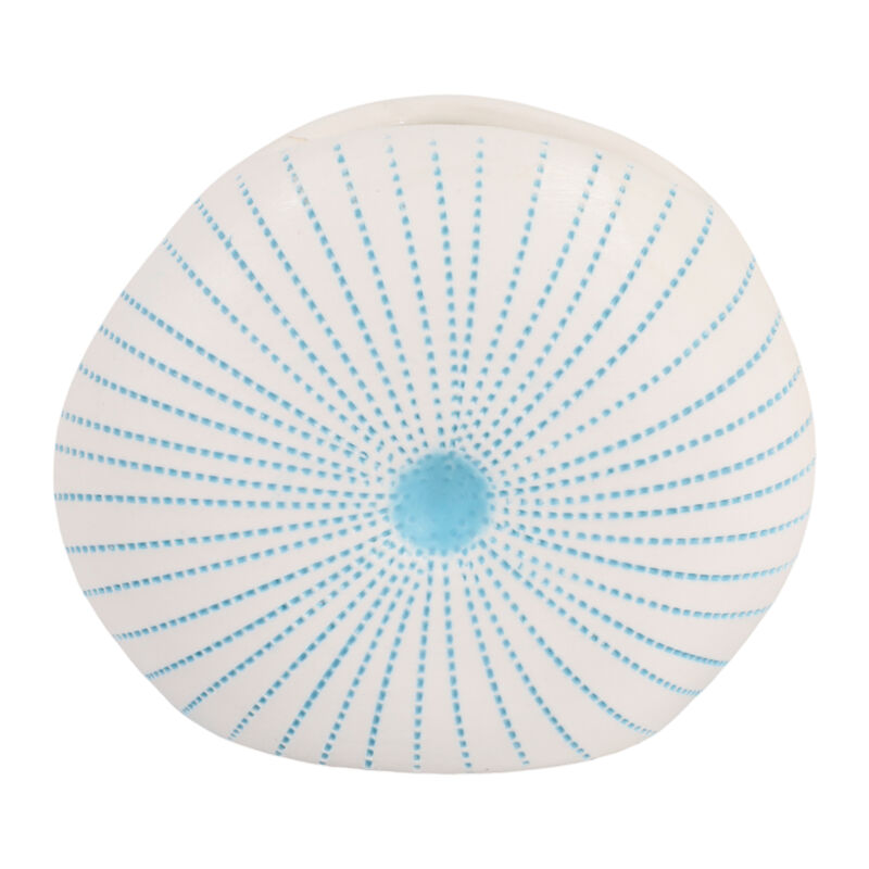 5x4" Round Dotted Shell Bud Vase, White/light Blue image number 0