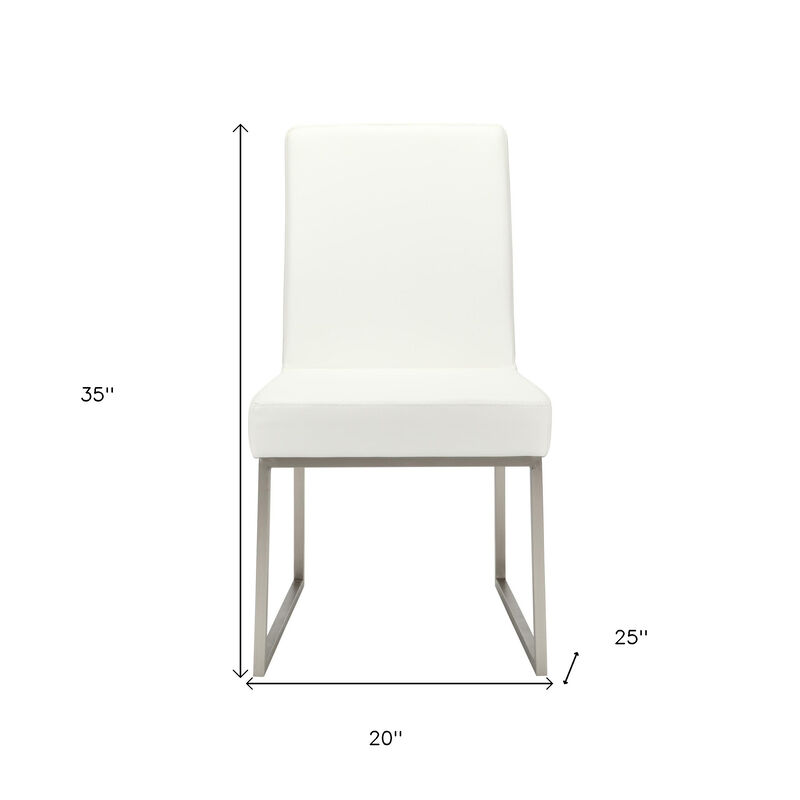 HomeRoots Set of Two White and Silver Faux Leather Dining Side Chairs image number 4