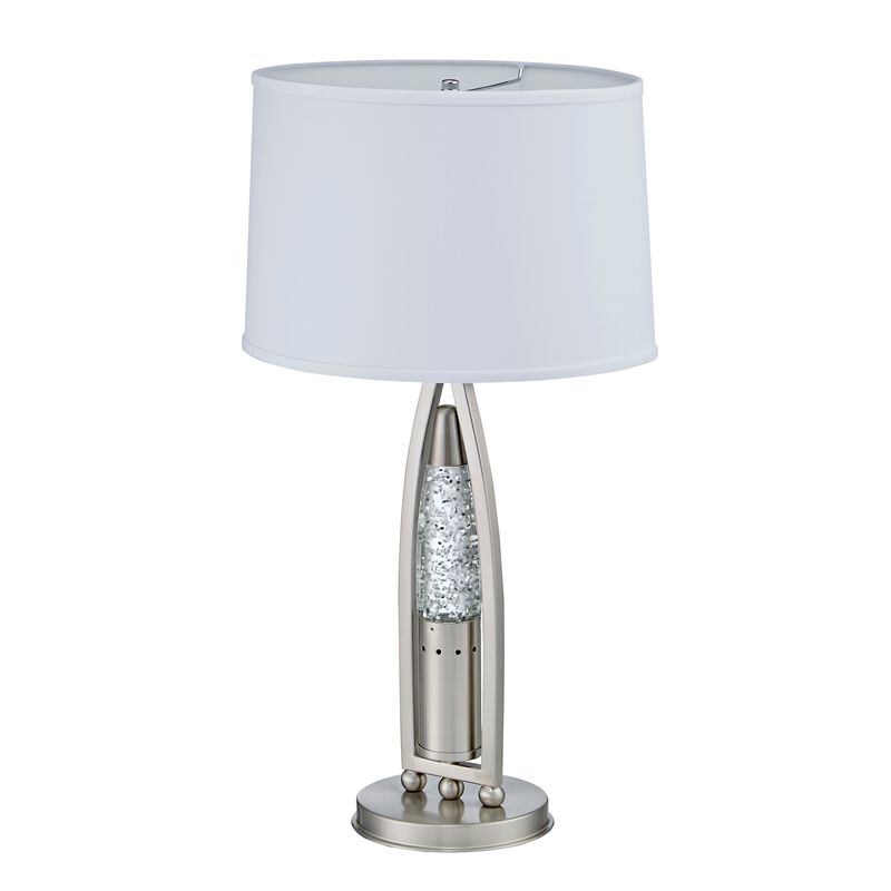 Danie Table Lamp, 4 Way Switch, Clear Glass Tube, Silver Metal 28 Inch