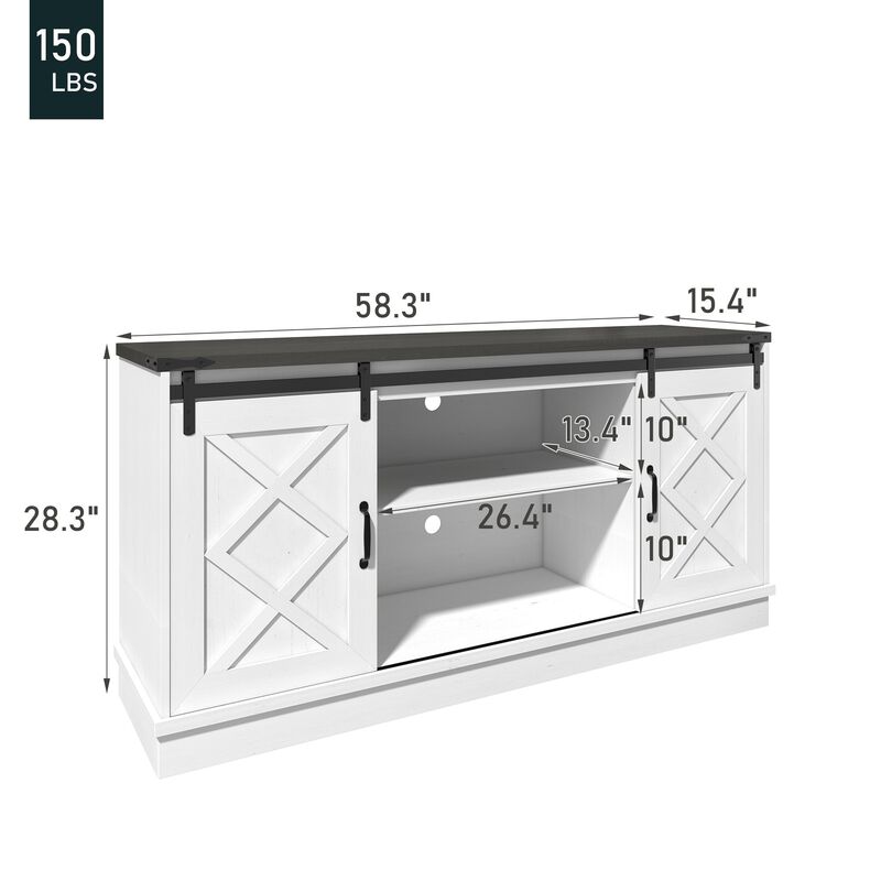 Mondawe Farmhouse 58 Inch TV Stand,Living Room Wooden Media TV Console