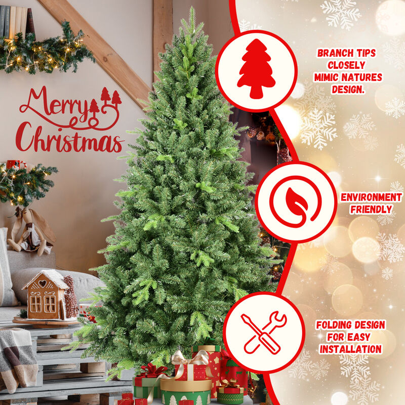 Whisen Classic Christmas Tree with PE+PVC Tips&ndash; Realistic Hinged Branches, Easy Assembly, Stable Metal Stand image number 2