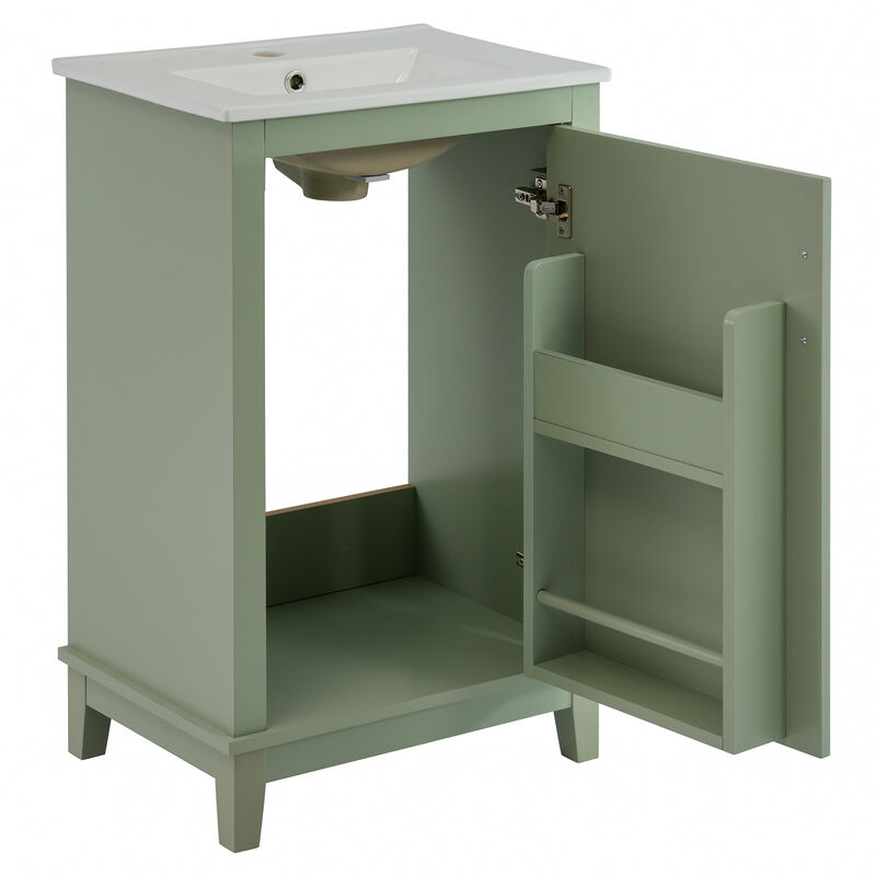 20-Inch Modern Vanity Cabinet With Ceramic Basin Small Bathroom