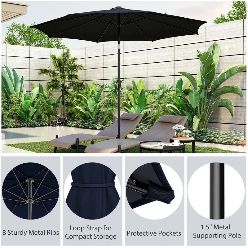 Mondawe 10 Feet Patio Umbrella with 112 Solar Lights and Crank Handle
