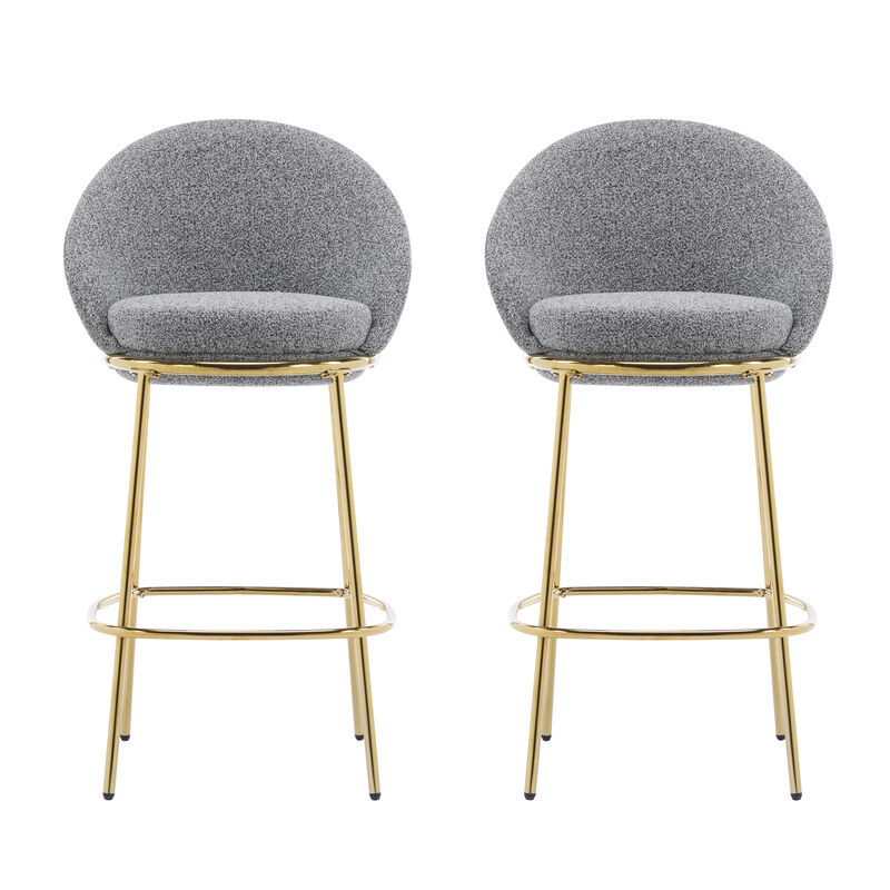Christopher Knight Home Manlio Indoor Metal Frame Upholstered Barstools with Curved Backrest (Set of 2) image number 0