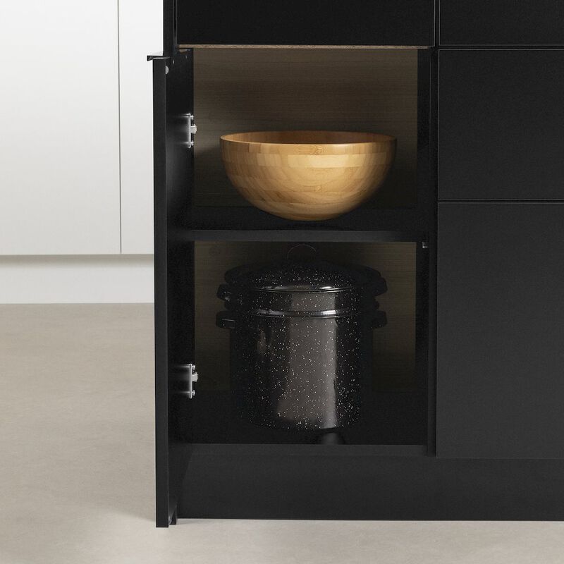 Olio Kitchen Island, Matte Black and Faux White Marble