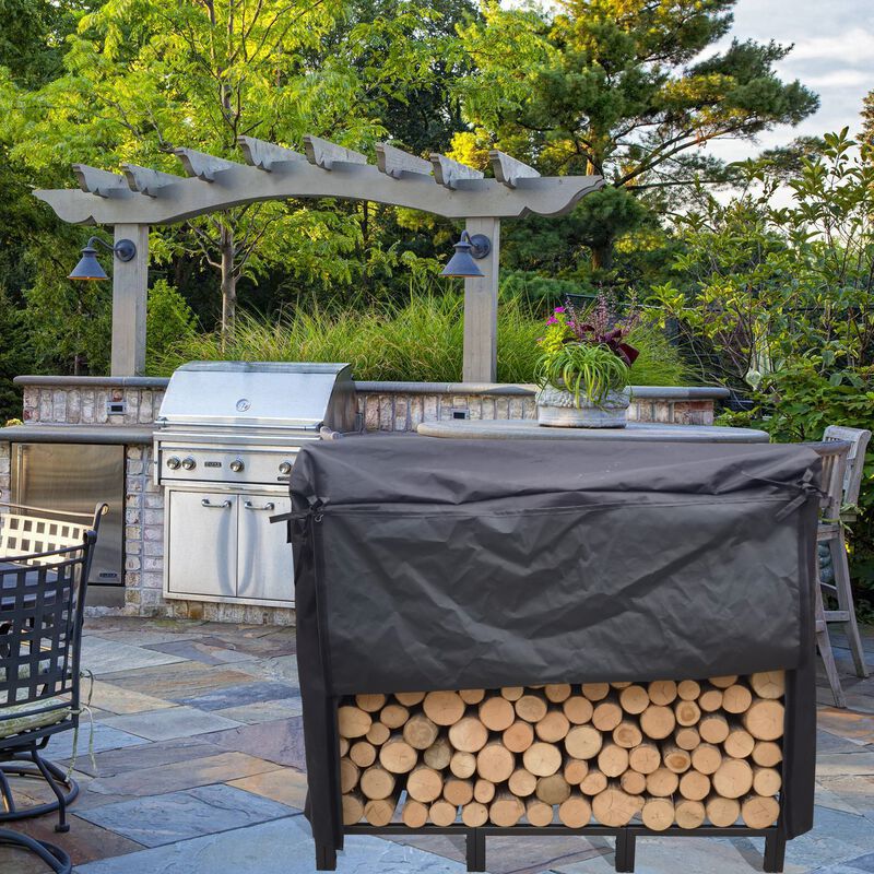 4.1ft Outdoor Indoor Fireplace Metal Wood Pile Storage Stacker Organizer image number 2