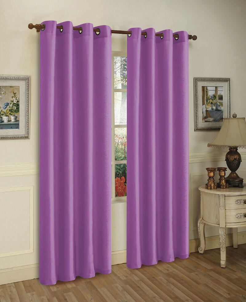 J&V TEXTILES Solid Grommet Faux Silk Window Curtain Drapes Treatment in 84" Length- Set of 2 image number 0