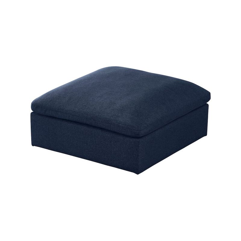 Meridian Furniture Serene Navy Linen Textured Fabric Deluxe Comfort Modular Ottoman