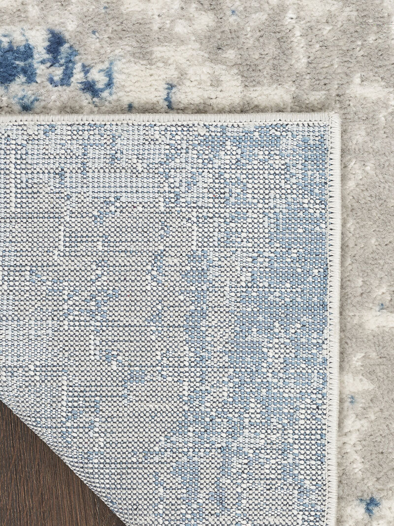 Quarry QUA01 Ivory/Gray/Blue 2'2" x 6' Rug image number 1