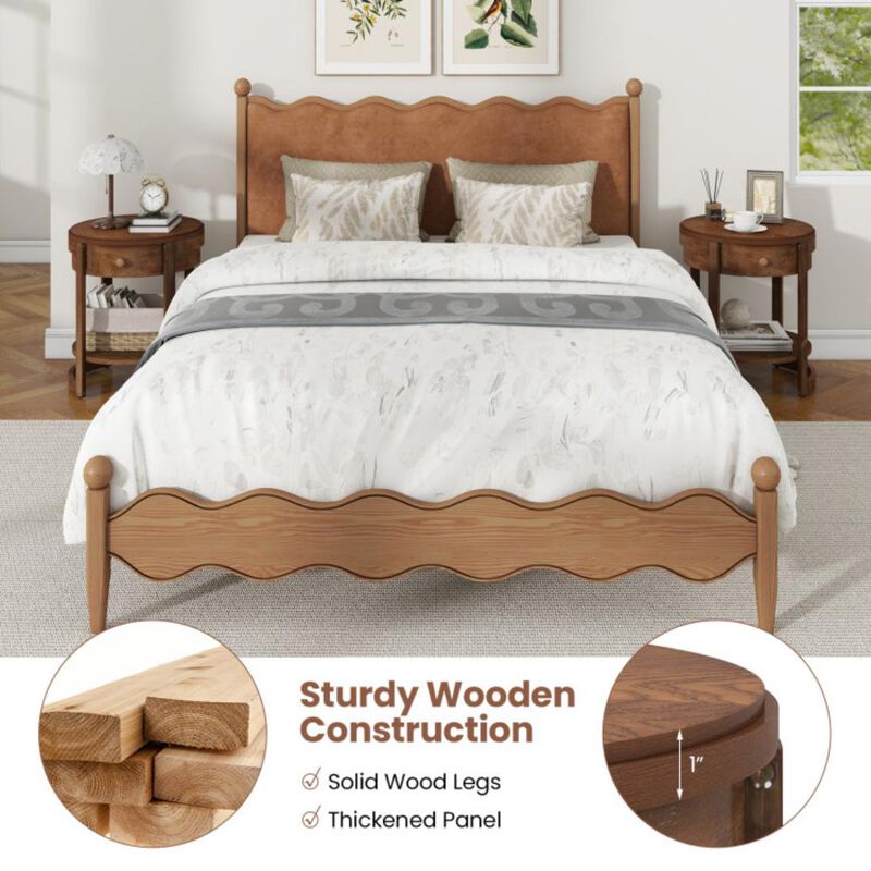 Hivvago 2-Tier Round End Table Mid Century Modern Nightstand with Drawer and Shelf