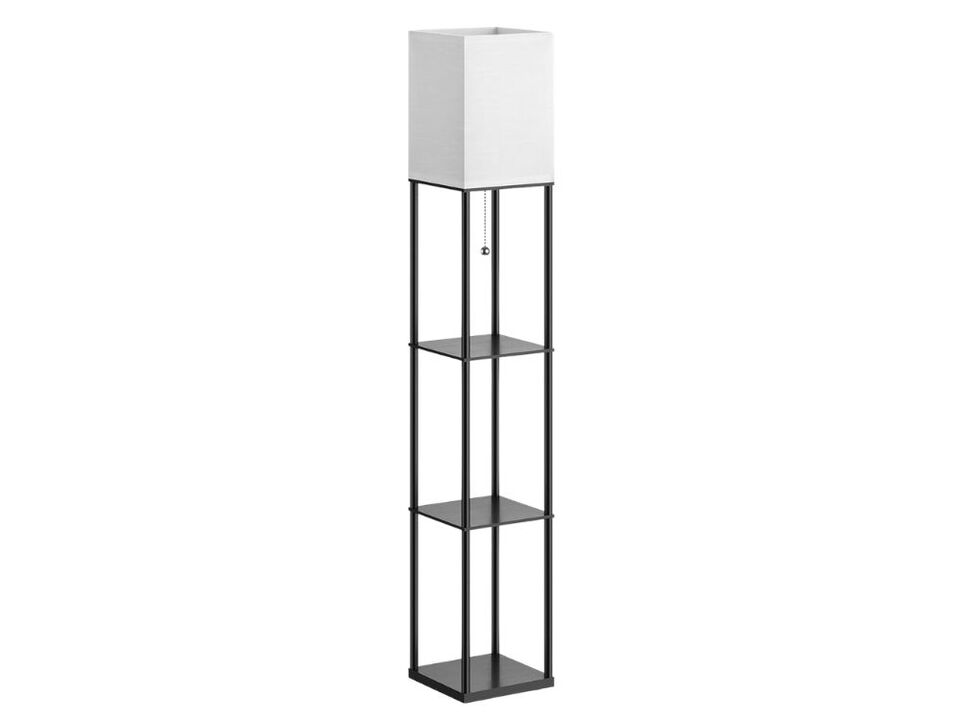 Floor Lamp with Shelves &ndash; 3‑CCT LED Bulb Tower Organizer with Linen Shade