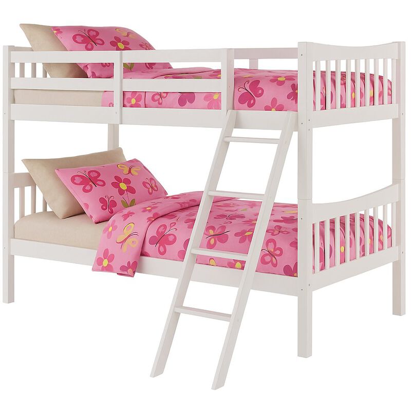 AL FR Twin Over Twin Bunk Bed White