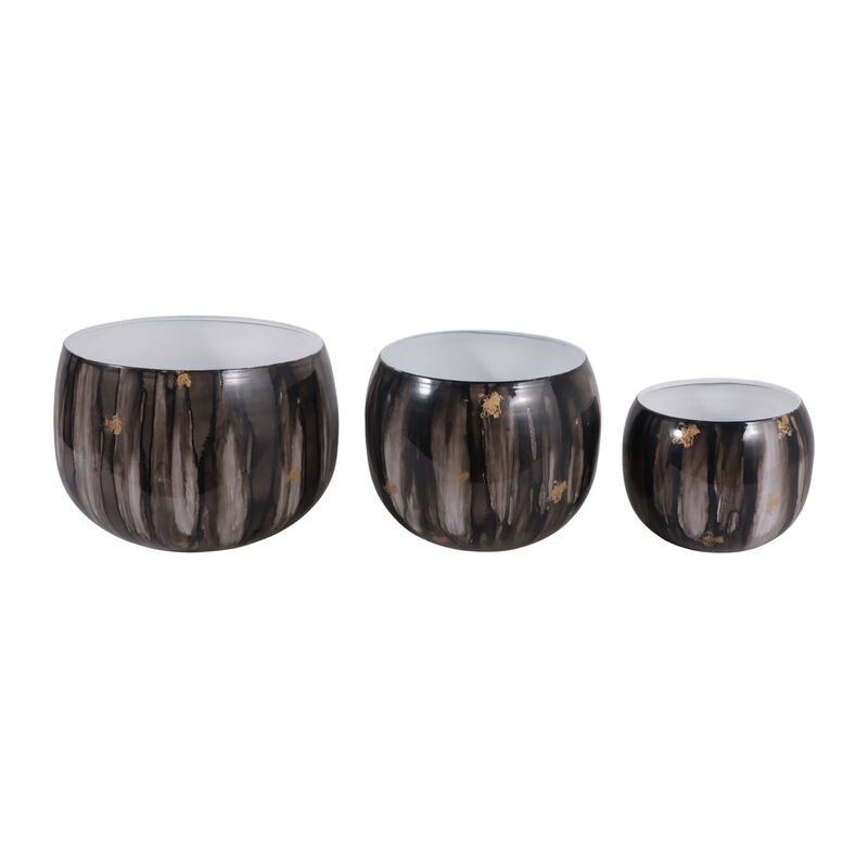 S/3 Marbled Metal Planters image number 2