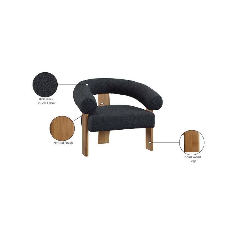 Meridian Furniture Winston Black Boucle Fabric Accent Chair