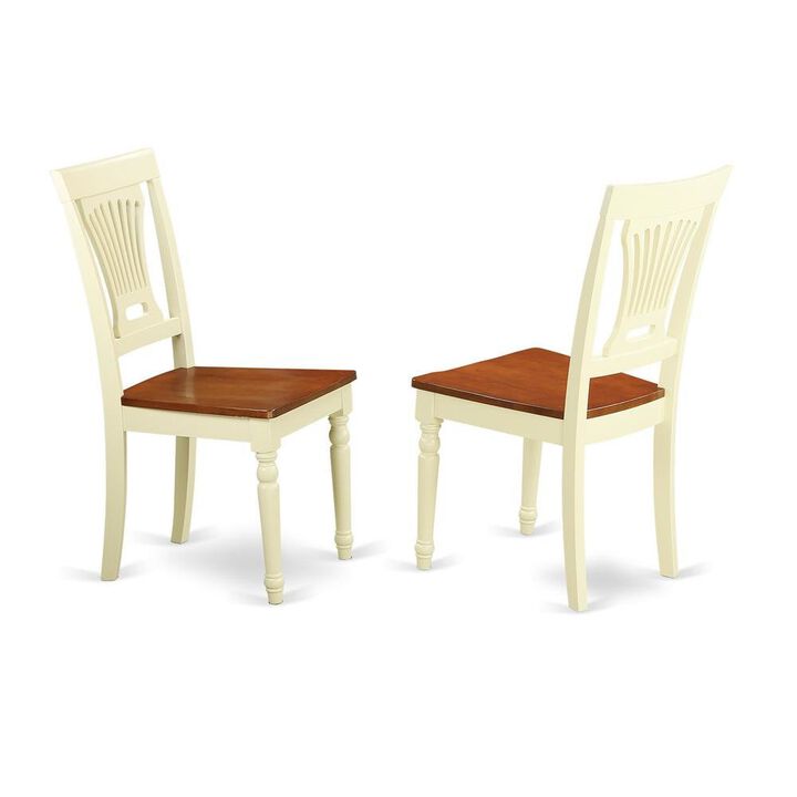 Plainville Kitchen dining Chair Wood Seat - Buttermilk and Cherry Finish, Set of 2