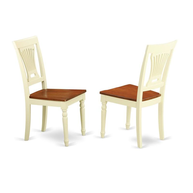 Plainville Kitchen dining Chair Wood Seat - Buttermilk and Cherry Finish, Set of 2