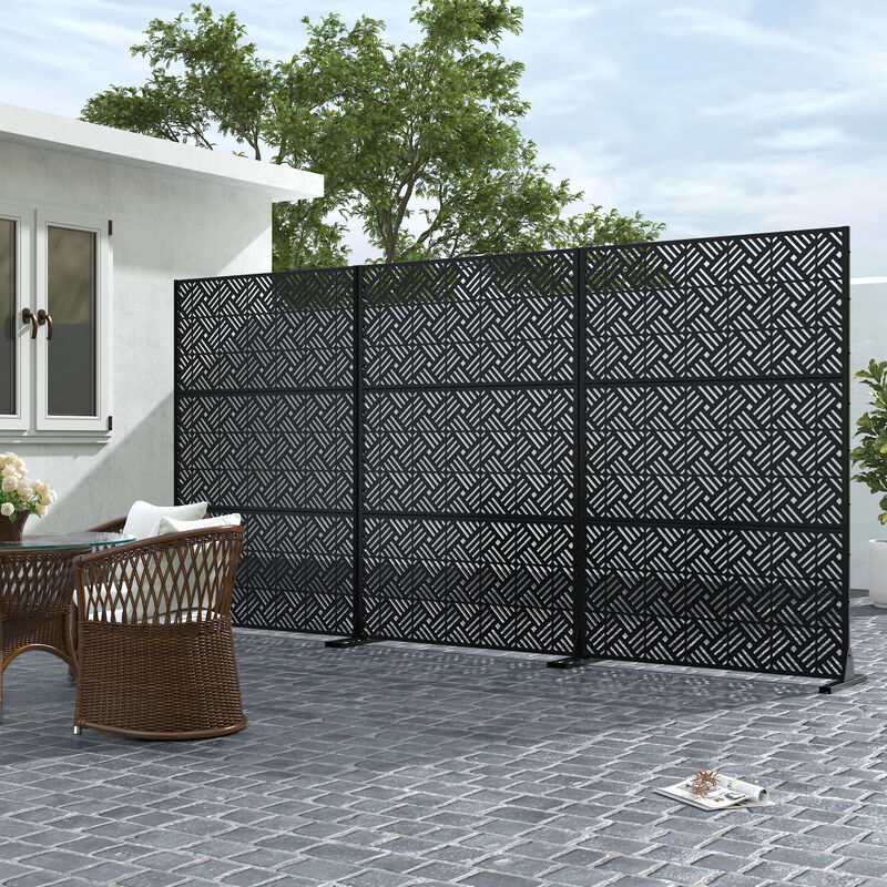 Arched Metal Outdoor Privacy Screen, Freestanding Outdoor Divider Decorative Privacy Fence