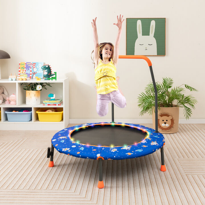 Kids Mini Trampoline with Colorful LED Lights and Bluetooth Speaker