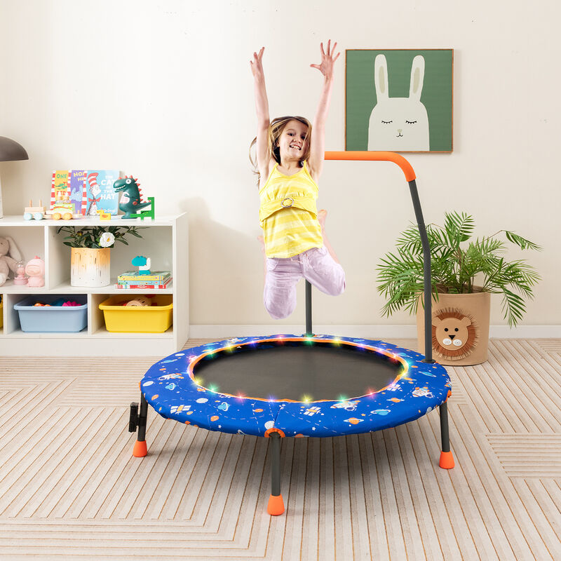 Kids Mini Trampoline with Colorful LED Lights and Bluetooth Speaker image number 1