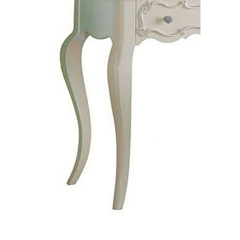 63 Inch Wood Classic Vanity Desk with Mirror, 3 Drawers, Carved, White