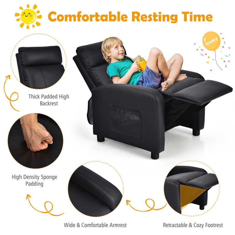 Ergonomic PU Leather Kids Recliner Chair for Comfortable Lounge and Relaxation